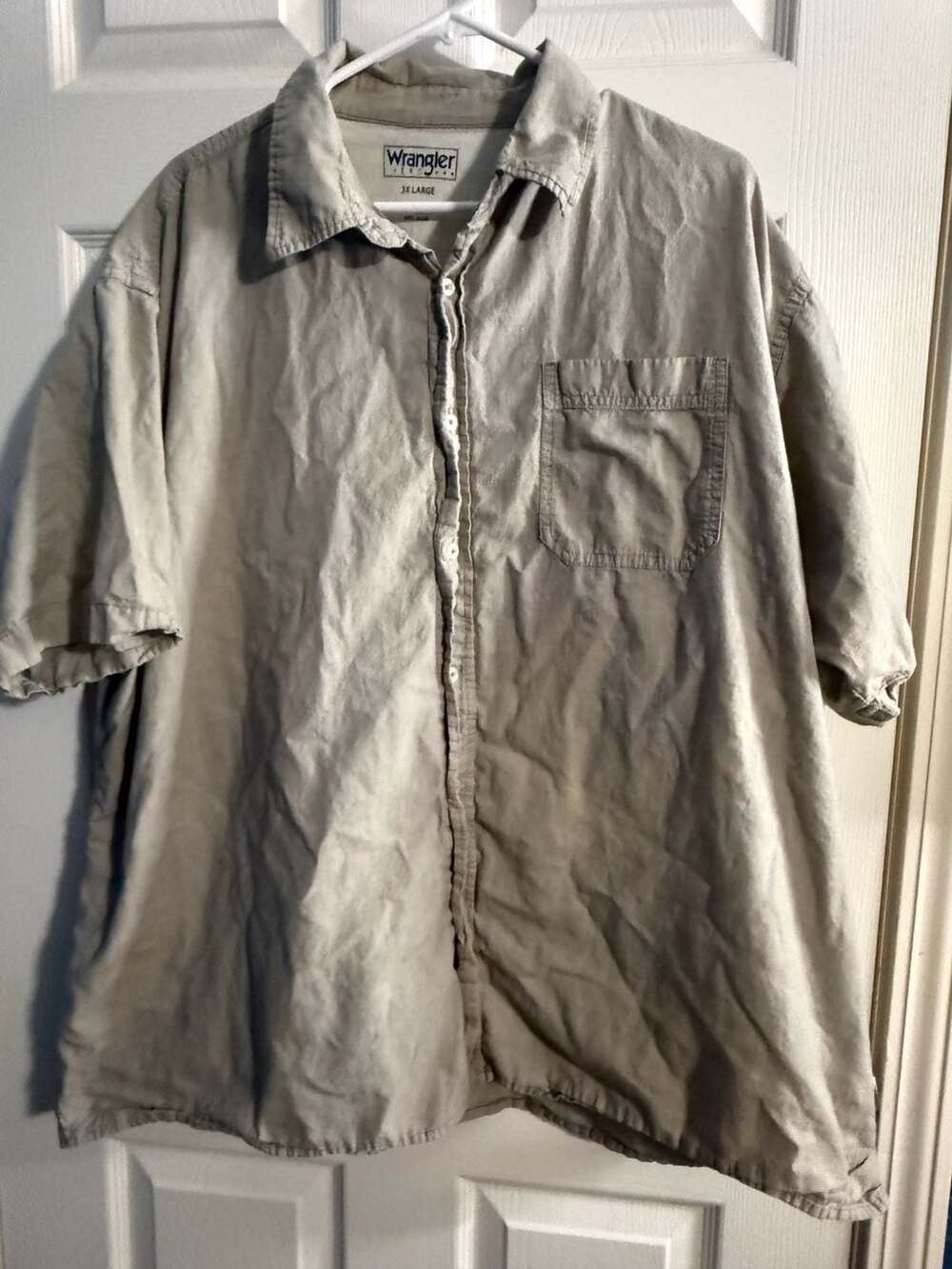 Wrangler Hero Short Sleeve Button-Up Camp Shirt Beige 3X Large